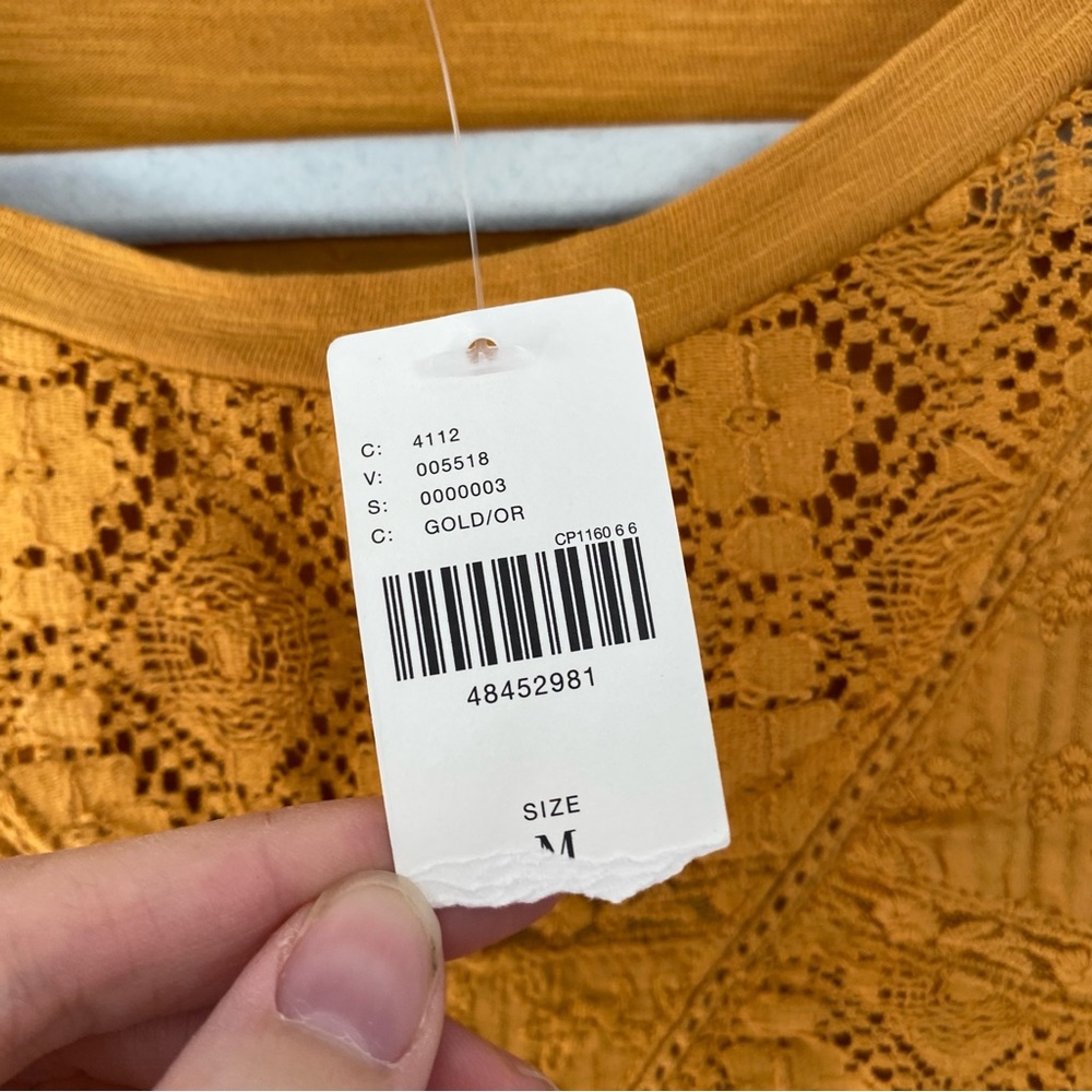 Anthropologie Eze Sur Mer Gold Yellow Piana Eyelet Top 100% Cotton Sz M $78 NWT - Picture 12 of 15